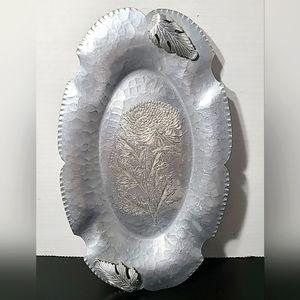 Vintage Trade Continental Mark Hand Wrought Silverlook Aluminum Tray Platter